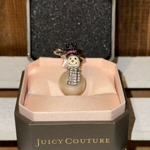 Juicy Couture Snowman Charm Ring with Crystal Scarf